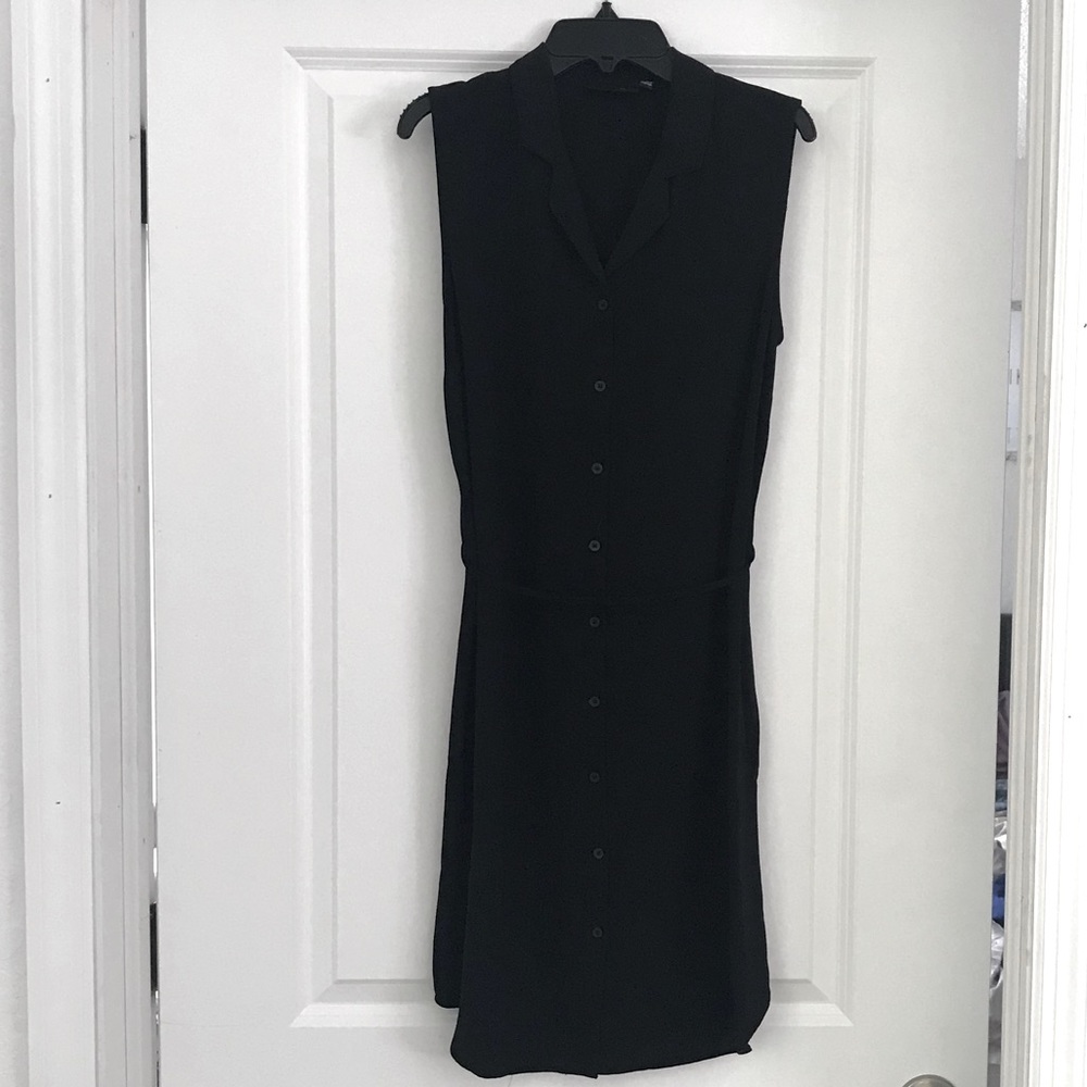 Apt. 9 Sleeveless Black Button Down Dress with Collar and Waist Tie Size 8